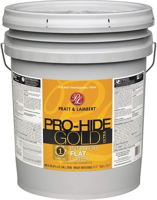 Pratt & Lambert Pro-Hide Gold Ultra Interior Flat Latex Bright White/Base 5 Gal