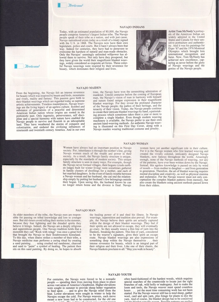 1986 Navajo Art Blankets Sc 2235-2238 2238a set of 5 premium Fleetwood cachets - Image 3 of 3