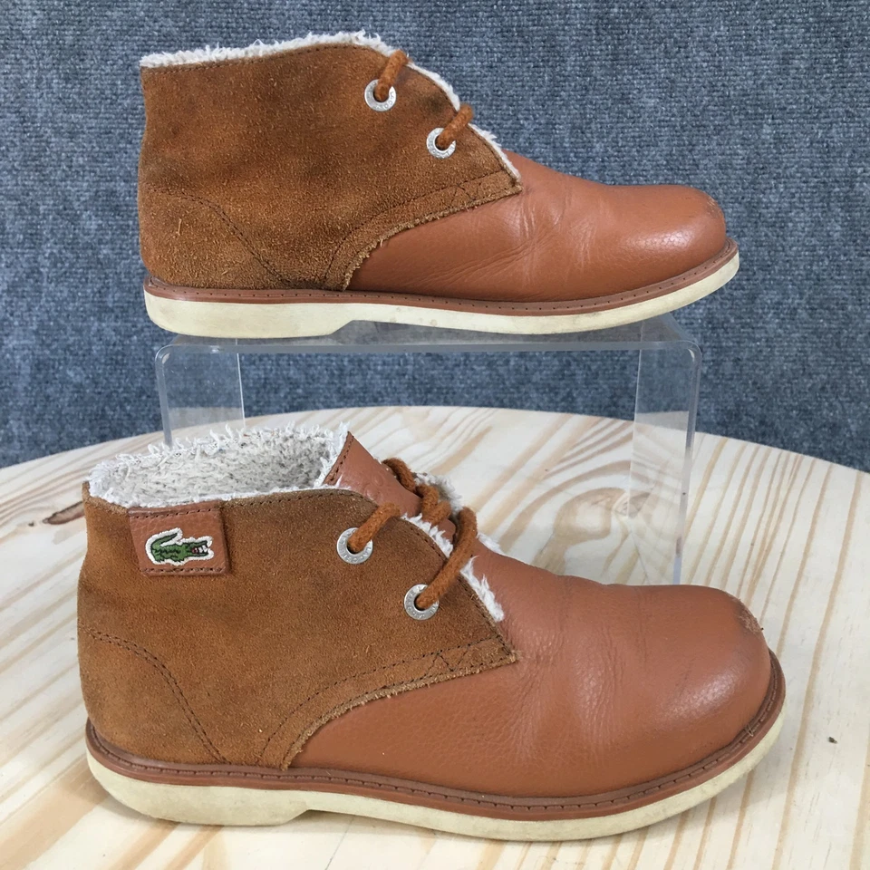 Lacoste Boots Child 13 Brown Leather Suede Sherbrock Hi Ely Chukka Lace Up Flats - Image 2 of 4