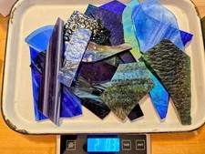 2 Lb. Blue Mixed Vintage Stained Glass Scraps for Mosaics/Crafts