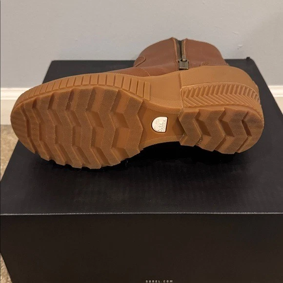 Botines Sorel Joan Of Arctic Wedge II Impermeable Cuero Cremallera Marrón Tostado Coñac Foto 2 de 3