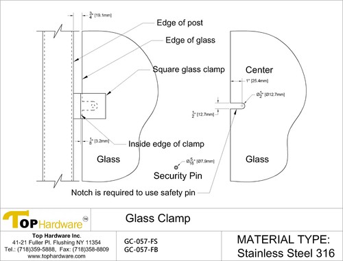 Stainless Steel 316 Marine Grade Square Glass Clamp for Flat Surface Square T... - Picture 2 of 9