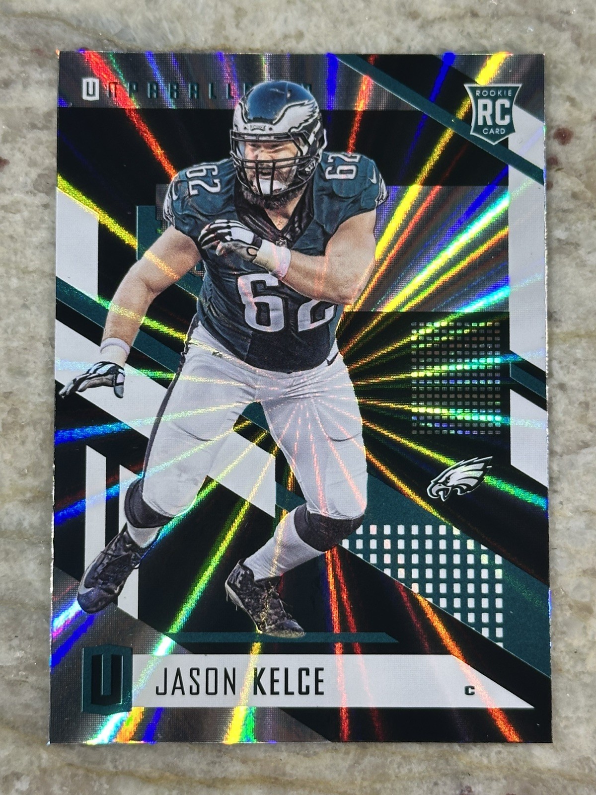 2017 Panini Unparalleled Jason Kelce #120 Rainbow Spokes Rookie RC Eagles