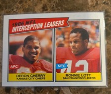 1987 Topps RONNIE LOTT & DERON CHERRY San Francisco 49ers Chiefs  Leaders Card