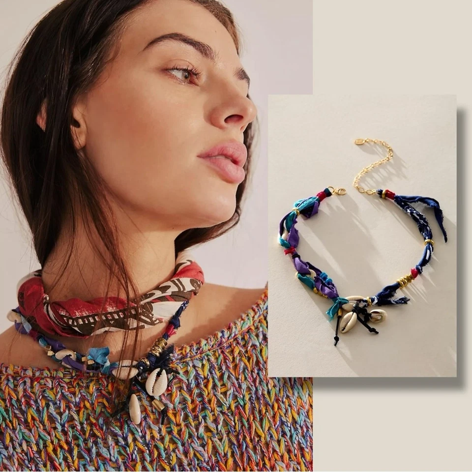 Gargantilla Free People Ariana Ost Alpha en azul marino nueva con etiquetas collar bohemio gitano Foto 2 de 4