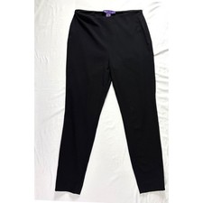 Ralph Lauren Purple Label Dress Pant Womens 8 Black Wool Crepe Slim Leg Elevated