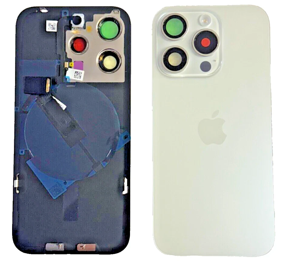 FÜR APPLE Apple iPhone 15 Pro Backcover Rückseite Rückglas Glas Vormontiert mit NFC Blitz