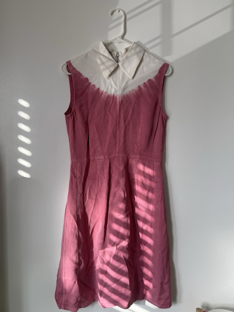 Miu Miu Pink White Collared Sleeveless A-Line Knee Length Dress Size 42 |  eBay