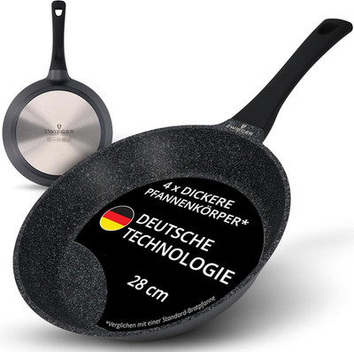 ZWIEGER Hochwertige Bratpfanne 28 Cm   Beschichtete Pfanne 28 Cm, Aluguss, Vollf