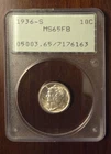 1936-S Mercury dime PCGS MS65FB brilliant, well struck