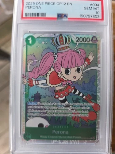 One Piece CCG Perona OP12-034 Legacy of the Master PSA 10