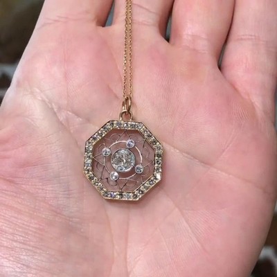 0.30Ct Round Lab Created Diamond Women's Hexagon Pendant 14k Yellow Gold Plated