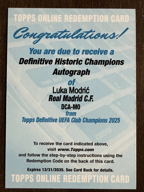 2024/25 Topps Definitive Luka Modric Historic Champions Auto Real Madrid SSP