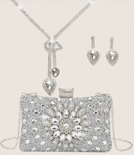 EVENING BAG SET- Evening Clutch Bag Rhinestone Crystal Glass Diamond Sunflower