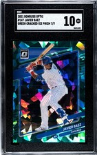 2021 Donruss Optic #147 Javier Baez GREEN CRACKED ICE PRIZM SGC 10 GEM (7/7)