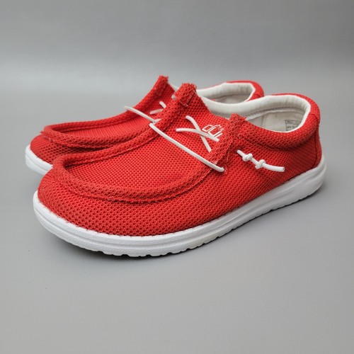 Hey Dude Wally Youth Sox flammenrote Slipper Halbschuhe Schuhe Jugend 6 – Damen 7
