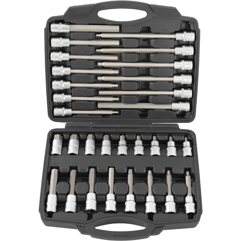 TECPO INNENSECHSKANT STECKSCHLÜSSEL SATZ 1/2 SECHSKANT NÜSSE FÜR INBUS SCHRAUBEN - Bild 2 von 4