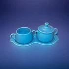 Fiesta Fiestaware Peacock Cream And Sugar Set With Tray New never Used