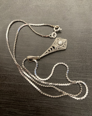 Handmade Old Mine Cut Diamond & White Gold Pendant - Made in Italy