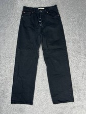 Levis Ribcage Straight Ankle Jeans Womens 29 Black Denim Cotton High Rise 28x27