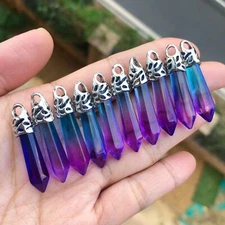10pcs Colors Crystal Hexagon Point Pendant Chakra Reiki Healing Amulet Gift