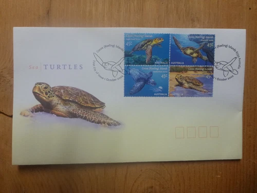 AUSTRALIA 2002 COCOS Is SEA TURTLES SET 4 STAMPS FDC FIRST DAY COVER