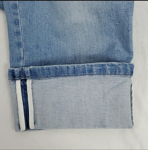 Talbots Boyfriend High Rise Jeans Cropped Cuffed Selvedge Light Wash Size 10 - Picture 5 of 7