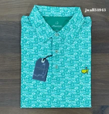 2025 MASTERS Badge Design Men's Performance Tech Stretch Golf Polo Shirt Green