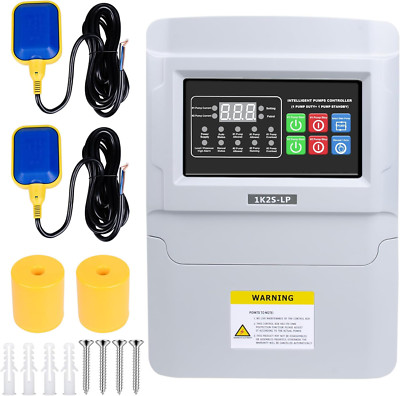 110V 2HP Water Pump Control Box, Dual-Pump Controller with LCD Display, Automati