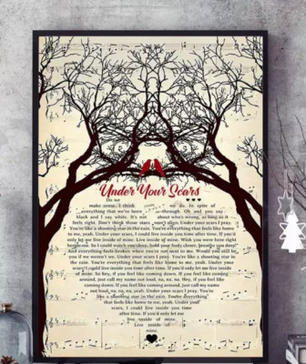 Couple Birds Under By Gods-mack  Your Scars Script Heart Lyrics Decor Art Poster