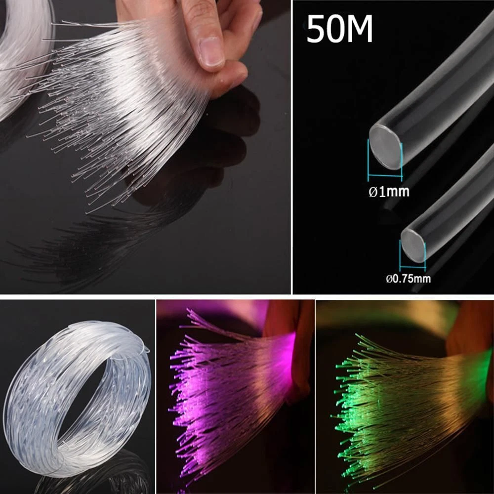 Home DIY Plastic Clear PMMA End Glow Led Light Fiber Optic Cable