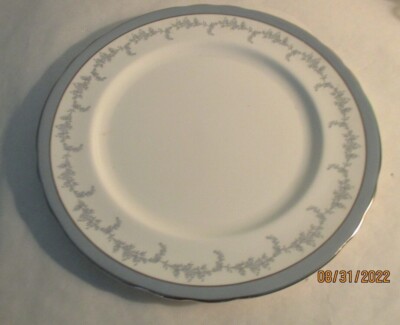 4 AYNSLEY KENMORE #B269 BONE CHINA 8 1/4'' SALAD PLATES SILVER TRIM  UNUSED