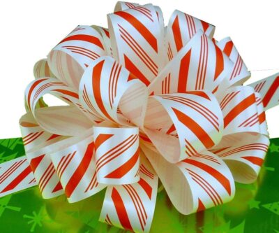 Candy Cane Swirl Pull Bows with Tails - 8'' Wide, Set of 6, Christmas, Gift Wrap