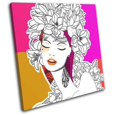 Swirls Vector Floral Fashion SINGLE Leinwand Wand Kunst Bild drucken