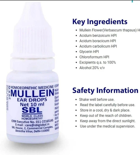 3 X 10ml SBL Mullein Ear Drops Ear Infections Aches Earache Herbal Remedies - Picture 2 of 2
