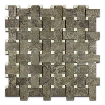 Raven Travertine Basket Weave Filled & Honed 12x12