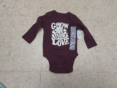 Nwt Old Navy Infant Girls L/S one piece GROW LOVE burgandy