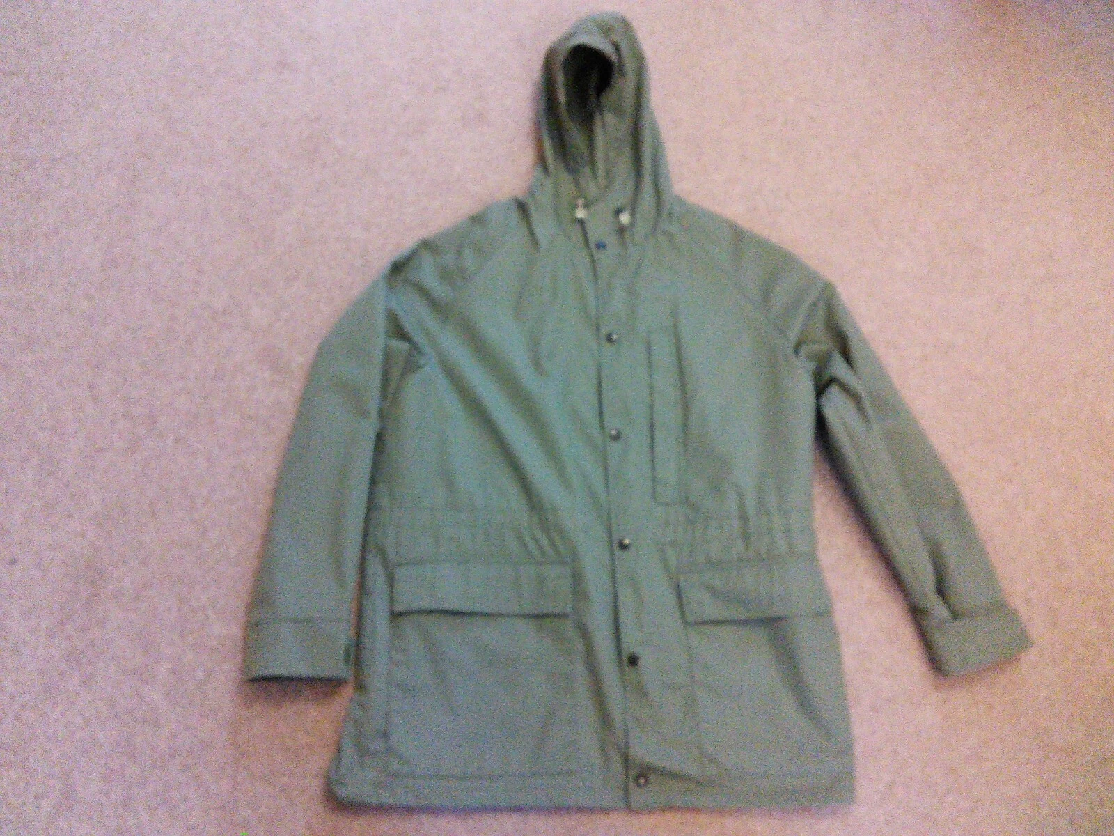 Vintage Green Hooded Jacket Coat Anorak 40" Chest Mid-length - Fishing Walking