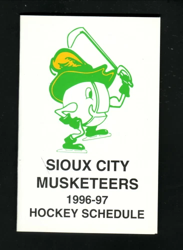 1996-97 Sioux City Musketeers Pocket Schedule Townhouse Pizza USHL