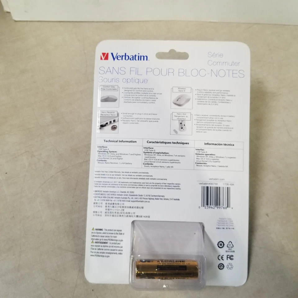 Verbatim Corporation 99768  Notebook Optical Mouse Commuter Series Matte WHITE - Image 4 of 4