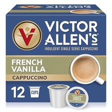 Victor Allen French Vanilla Cappuccino Pods 12 Count Single Serve Coffee