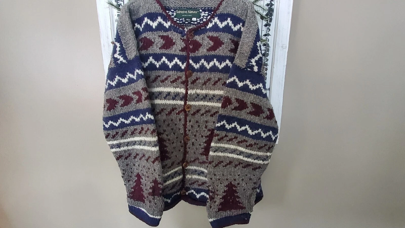 Wool Supreme Nature Heavy Cardigan Ladies Coat Sweater XL