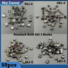 50 Pcs Dental Orthodontic Bracket Braces Bulk Standard Roth/MBT 022 3 Slot Hooks