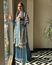 INDIAN PAKISTANI STYLE TOP AND PALAZZO WITH BEAUTIFUL DUPATTA FOR RECEPTION WEAR