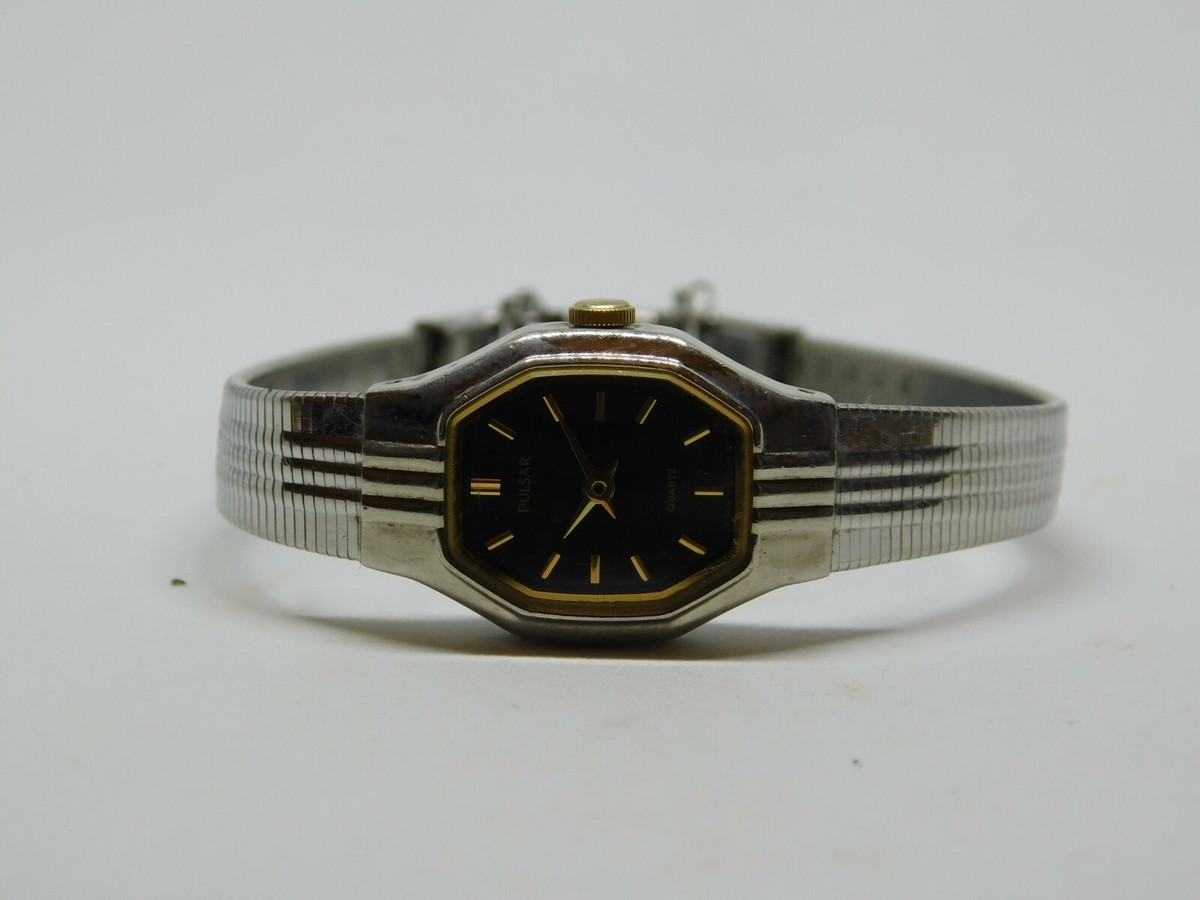 Pulsar ladies octagonal two tone dress Watch NEW BATTERY Vintage Ladies main image 2
