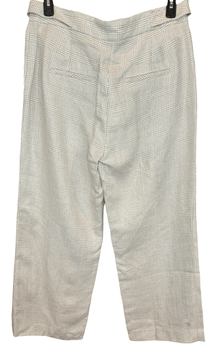 Veronica Beard Isley Herringbone Plaid Pants Cream/Tan Linen Wide  display picture 1