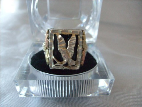 Vintage 10K-12K Black Hills Gold/Silver Onyx Eagle