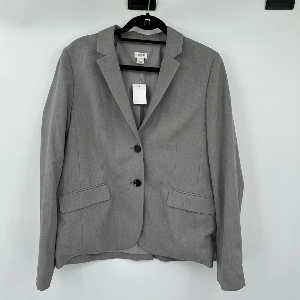 J Crew Womens Blazer 14 Gray Business Casual Classic Preppy Button