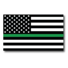 Thin Green Line American Flag Magnet Decal 3x5 Inches Automotive Magnet for Car