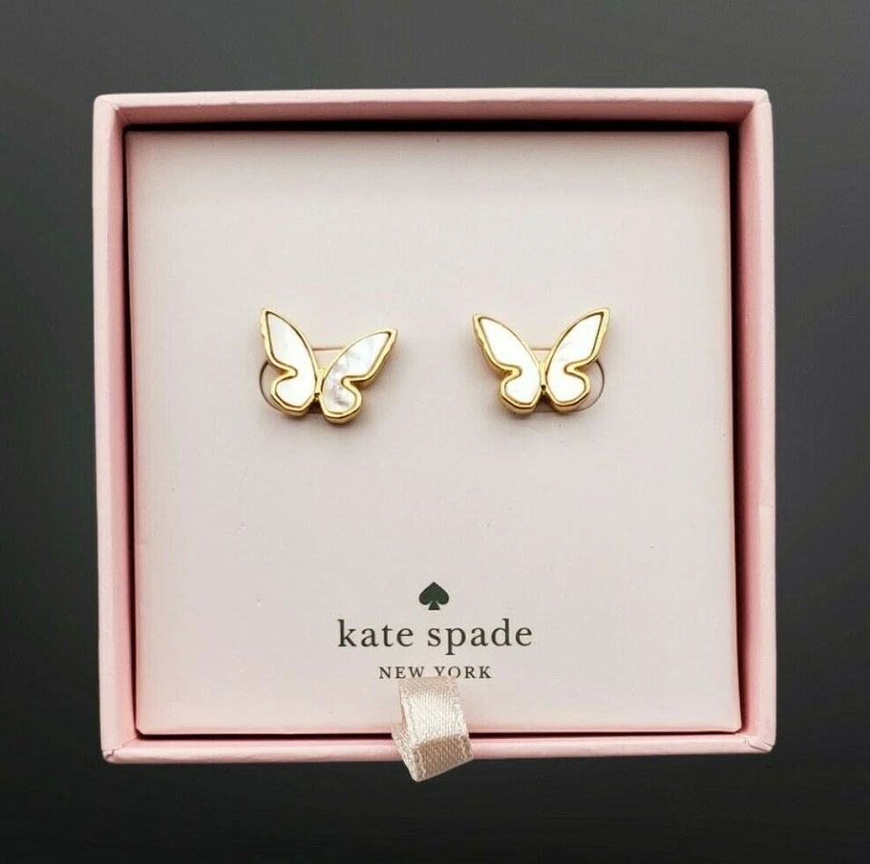 Серьги-бабочки золотистого цвета с перламутром Kate Spade New York All A Flutter - Изображение 2 из 4
